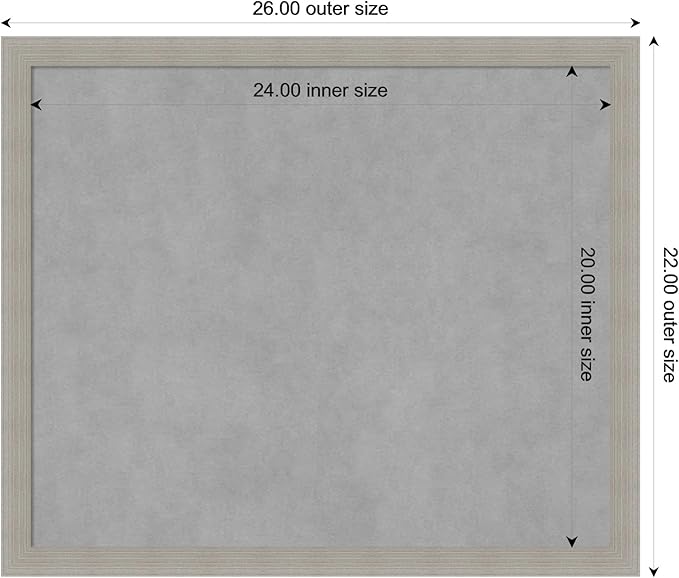 Amanti Art Grey Framed Magnetic Board 22x26 Medium Vision Board for use with Magnets, 100% Metal Sheet to Display Items as Office Decor or for Home Organization in mudroom, Kitchen or Kids Room
