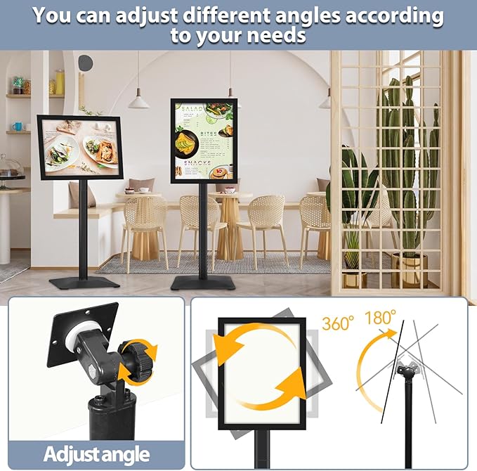 STANDNEE Heavy-duty Poster Stand Holder 11"x 17" Pedestal Floor Standing Sign Holder Vertical and Horizontal View Sign Display, PVC Magnetic Frame, Black