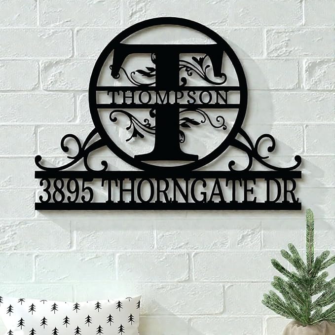 Custom Metal Signs | Personalized Monogram Name Sign | Outdoor Wall Art for Family Name | Custom Name Metal Sign with LED light, Last Name, Anniversary, Wedding Gifts for Women, Wife, Parents, couple (Design 10)