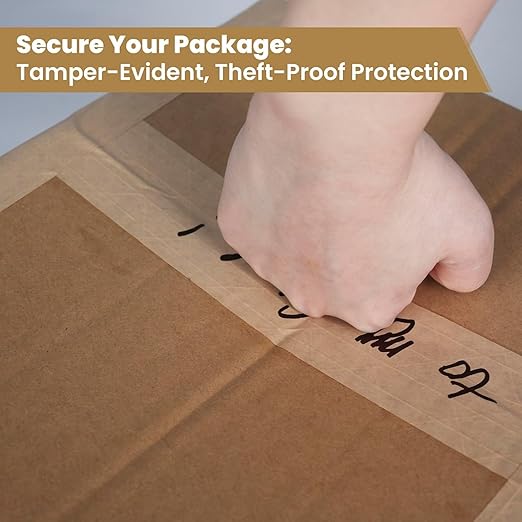 TAPEBEAR 1.5" Core Water Activated Tape, Fiber Reinforced Gummed Tape 2.75inch x 377ft, Eco-Friendly Kraft Paper Tape Biodegradable Brown Packing Tape for Security Sealing, Packaging, Shipping, 4Rolls