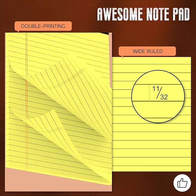 Yellow Legal Pads 8.5 x 11 Note Pads, 3 Pack Yellow Notepads 8.5 x 11 Wide Ruled Writing Paper Pads, Perforated Legal Note Pads 30 Sheets Per Lined Paper 8.5 x 11 Notepad for Taking Notes, Reminders