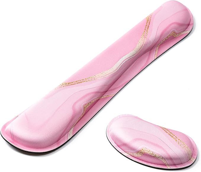 Hoewina Keyboard Wrist Rest,Ergonomic Wrist Rest,Superfine Fabric and Gel Memory Foam Wrist Pad for Computer Keyboard for Easy Typing & Pain Relief, Suitable for Office, Family, Outdoor, Pink Marle