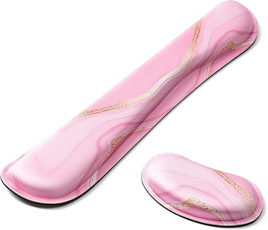 Hoewina Keyboard Wrist Rest,Ergonomic Wrist Rest,Superfine Fabric and Gel Memory Foam Wrist Pad for Computer Keyboard for Easy Typing & Pain Relief, Suitable for Office, Family, Outdoor, Pink Marle