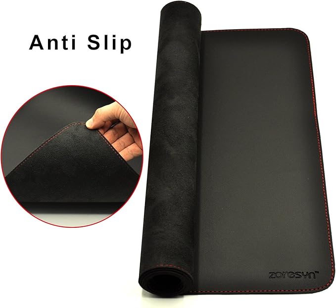 ZORESYN 59.1"x27.6" Leather Desk Pad Protector, Large Mouse Pad, Executive Computer Office Desk Mat, Non-Slip PU Leather Desk Blotter, Waterproof Desk Writing Pad for Office and Home (Black)