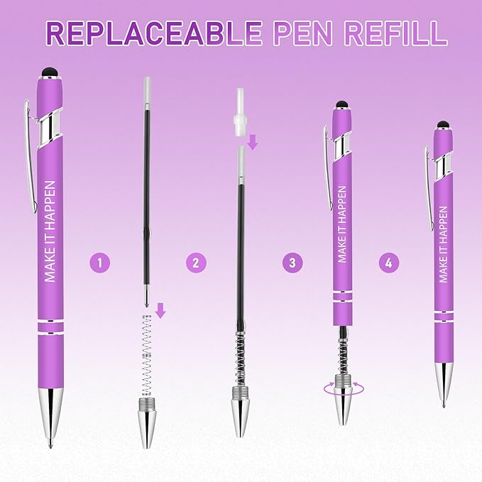 Luxeviss 20 Pcs Inspirational Pens Bulk - Motivational Ink Ballpoint Pen with Quotes Stylus Tip Nurse Gifts for School Coworkers Office Supplies Black Ink