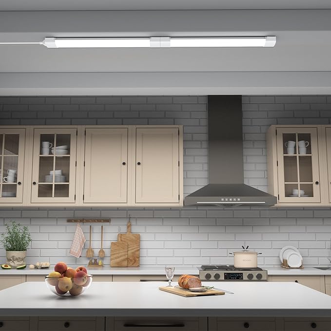 Modlicht Plug in Light Fixture, 4FT Linkable 5000K Plug-in Ceiling Lights for Shop Garage, LED Tube Light for Closet, Cabinet, Workbench, Kitchen, Office, Bathroom, Triproof, 36W