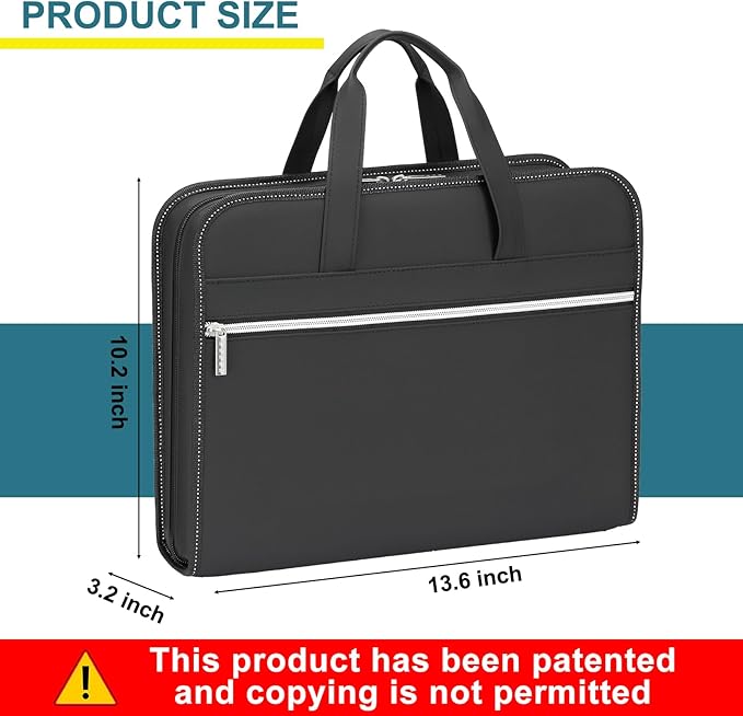 SEEKIND PU Leather Accordian File Organizer 26 Pockets, Expanding File Folder with Handle, Portable Document Organizer Accordion File Keeper for Letter Size / A4 File, for Office, School-Black