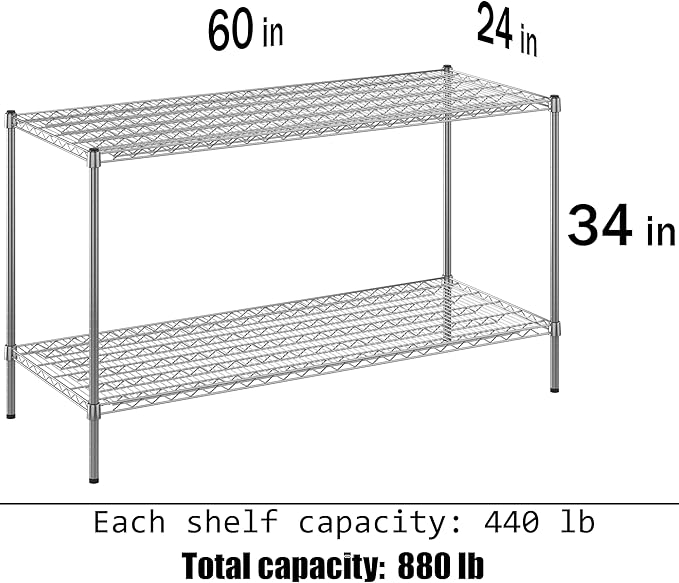 Regal Altair 24" Deep x 60" Wide x 34" Height Wire Shelving Kit | 2-Tier | NSF Commercial Storage Rack Unit