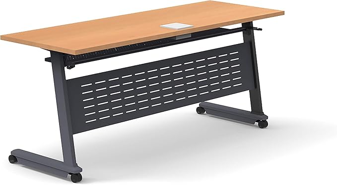 Tables Training Meeting Seminar Classroom Model 2558 15pc Beech Folding Industrial Caster Z-Base. Tables Connect. Modesty Panel, Shelf, Power + USB Outlet. (Seating Included).
