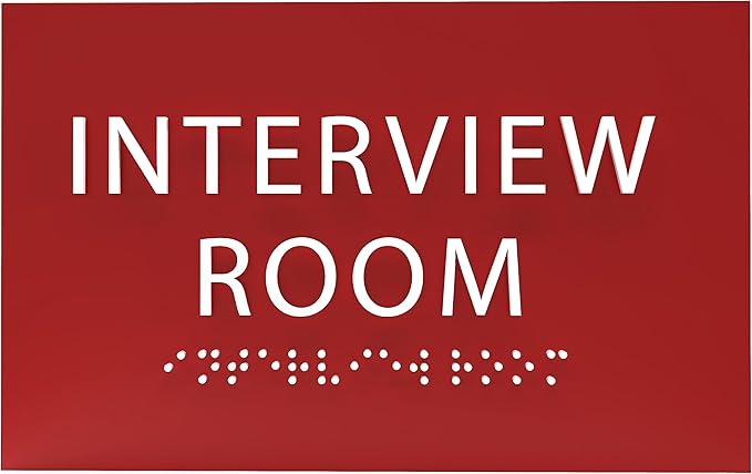 ADA CENTRAL SIGNS - 6" X4" Interview Room Sign - ADA Compliant Tactile Graphics Grade 2 Braille Text Acrylic Wall Sign | Privacy, Meeting, Room Name Sign for Schools, Hospitals, Offices, & Apartments