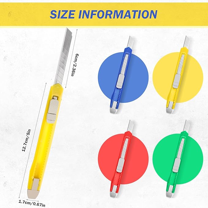 Zhehao 500 Pcs Box Cutters Bulk Retractable Utility Knife Office Supplies 14mm Wide Blade Blade Knife Plastic Compact Box Opener with Sliding Lock Tools for Home Office Arts Crafts