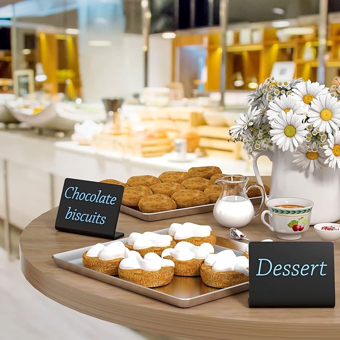 20 Pack Acrylic Mini Chalkboard Sign for Food, AITEE Black Mini Tabletop Chalkboard Signs, Small Buffet Chalkboards Signs for Bakery, Birthday Parties, Message Board Signs, Buffet, Weddings and Retail
