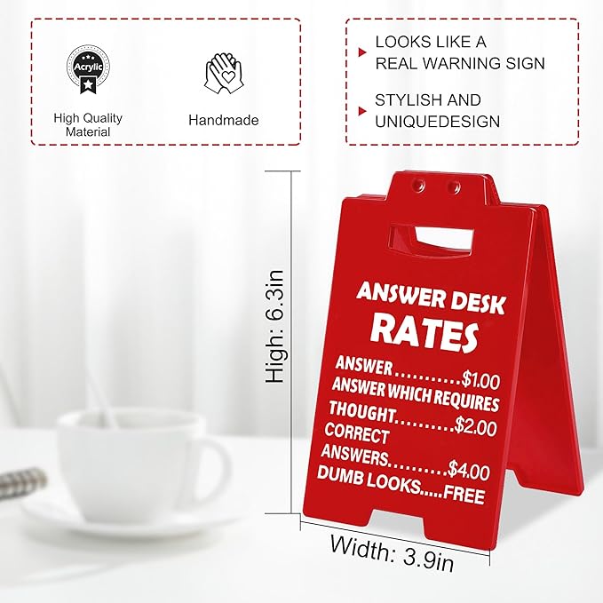 Funny Office Gag Gifts for Coworker Answer Desk Rates Desk Sign for Women Men Coworker Boss