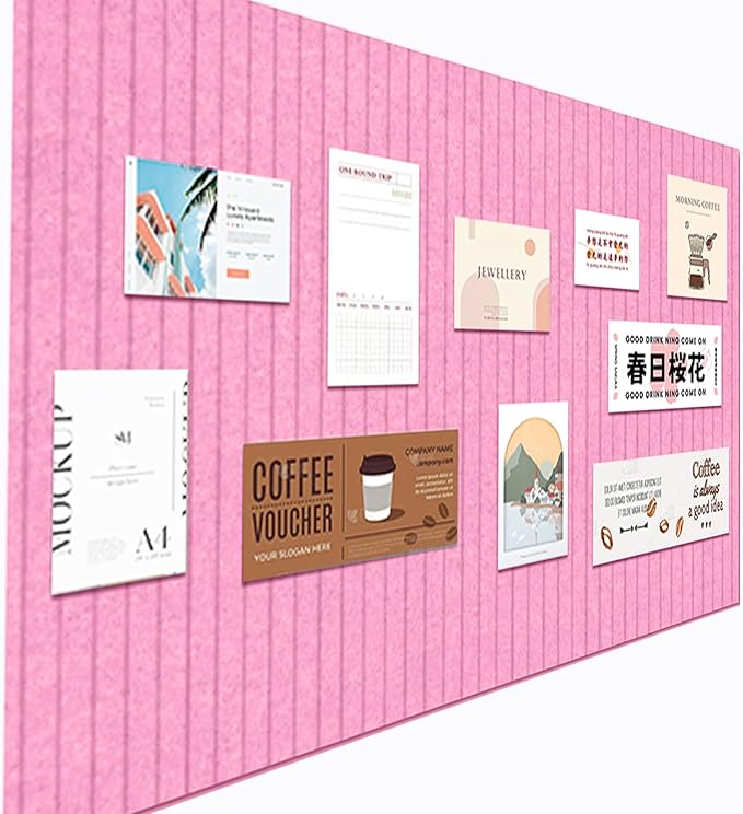 Large Felt Wall Tiles Cork Boards for Office Cubicle, 47"x35" Felt Photos Board Bulletin Tiles Pin Board for Walls Home Decor, Noise Reduction Boards Panels for Notes Memos, 12-Pack, Pink