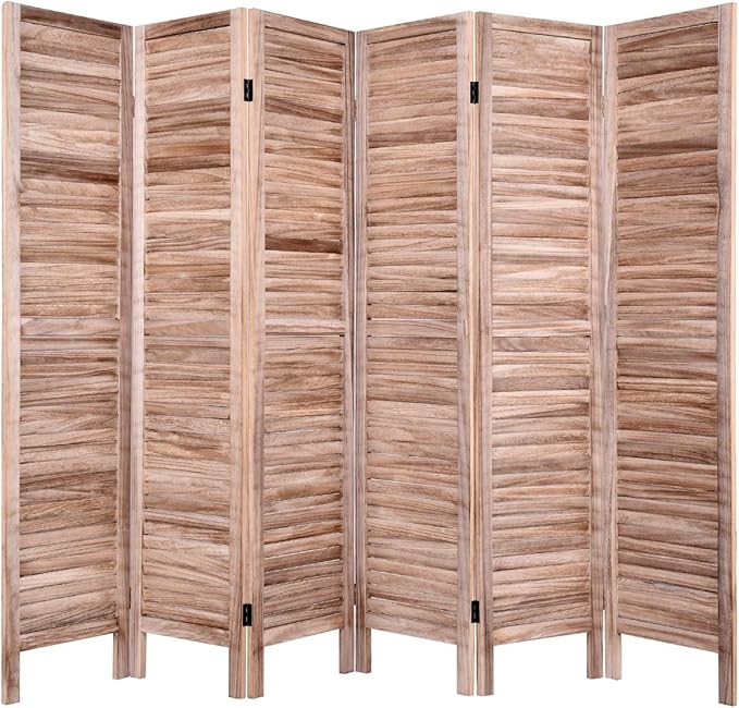 Giantex 6 Panel Wood Room Divider, 5.6 Ft Tall Folding Freestanding Partition Privicy Room Dividers Screen for Home, Office, Restaurant, Bedroom (Brown)