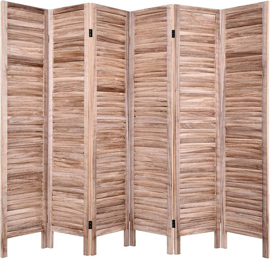 Giantex 6 Panel Wood Room Divider, 5.6 Ft Tall Folding Freestanding Partition Privicy Room Dividers Screen for Home, Office, Restaurant, Bedroom (Brown)