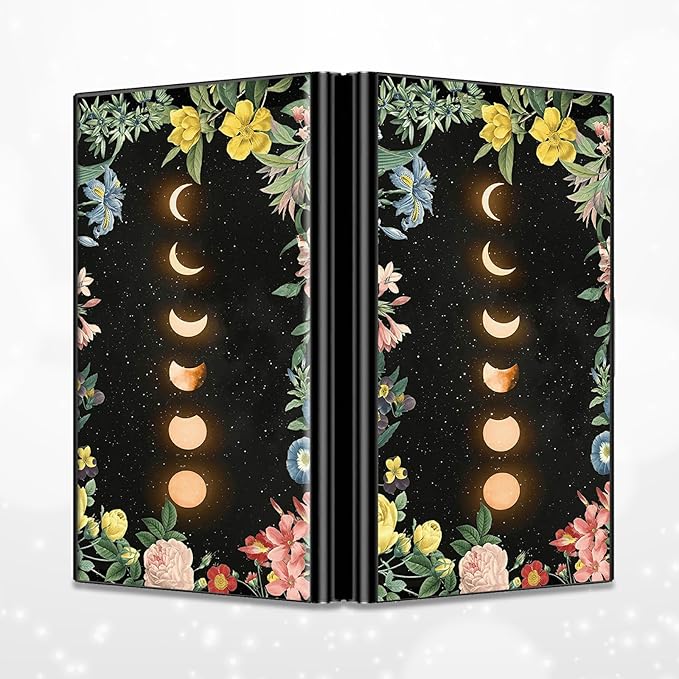 BWEGRHE Slim Credit Card Holder, Moon Flower RFID Blocking Metal Wallet for Men & Women, Aluminum Minimalist Hard Case Pocket-Sized Business Cards Organizer (Fits Up to 10 Cards)