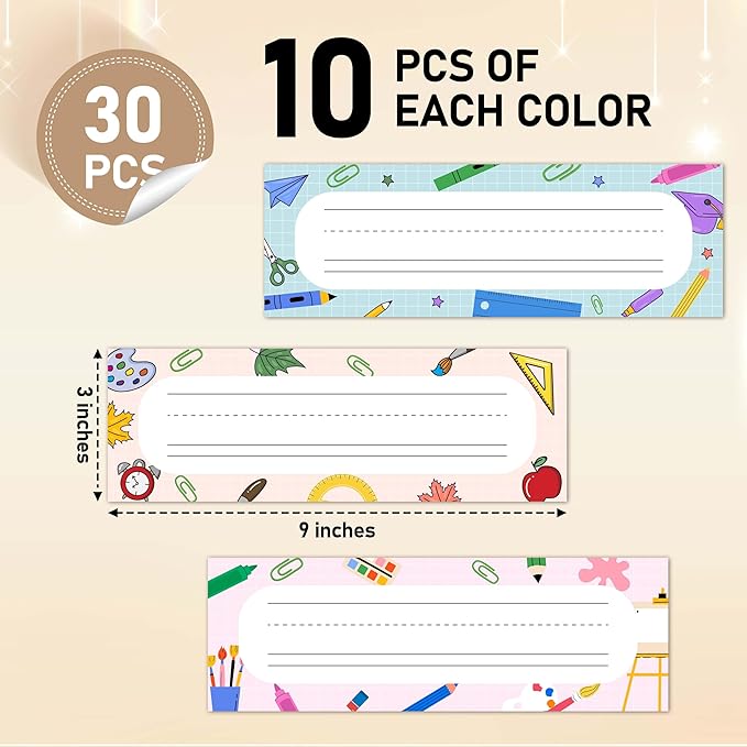 Name Tags for Classroom Cubbies, 30 Colorful Name Plates for Desks, Back to School Self Adhesive Name Tags Sticker for Teachers Elementary - A10