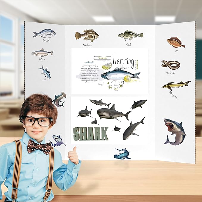 HAUTOCO 36'' x 48'' Trifold Poster Board 4 Pack Large Tri Fold Project Boards White Corrugated Presentation Cardboard for Science Fairs, School Projects, Event Displays, Business
