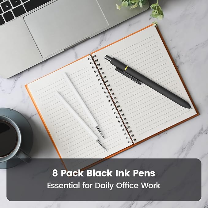 JIMMIDDA 16Pcs Black Gel Pens - 0.7mm Medium Point Black Ink Pens | Smooth Writing - Quick Drying Retractable Pen for Men Women (Black - 16Pcs)