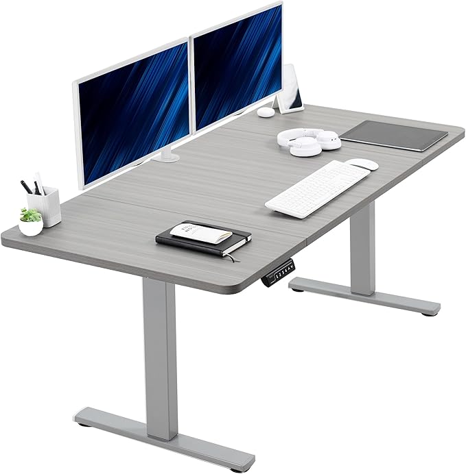 VIVO Electric 60 x 30 in Standing Desk, Memory Height Adjustment, 1B Series, Holds 220 lbs, Dark Gray Top Gray Frame, DESK-KIT-1G6G-30