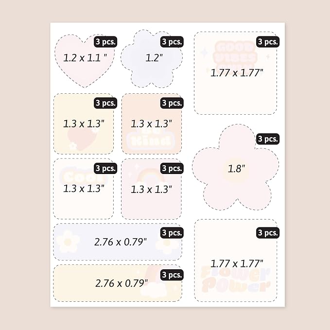 Large Name Labels for Kids (33) - Custom Stickers for Daycare and School Supplies - Durable, Waterproof Stickers for Water Bottles, Lunch Boxes, and More with Unique Designs - Flower Power