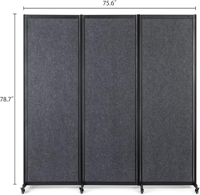 Strongbird Room Partition,Office Divider,Portable Commercial Screen Dividers,Privacy Partition Separator,Classroom School Dividers,6'4"W x 6'7"H,3 Panel,Grey