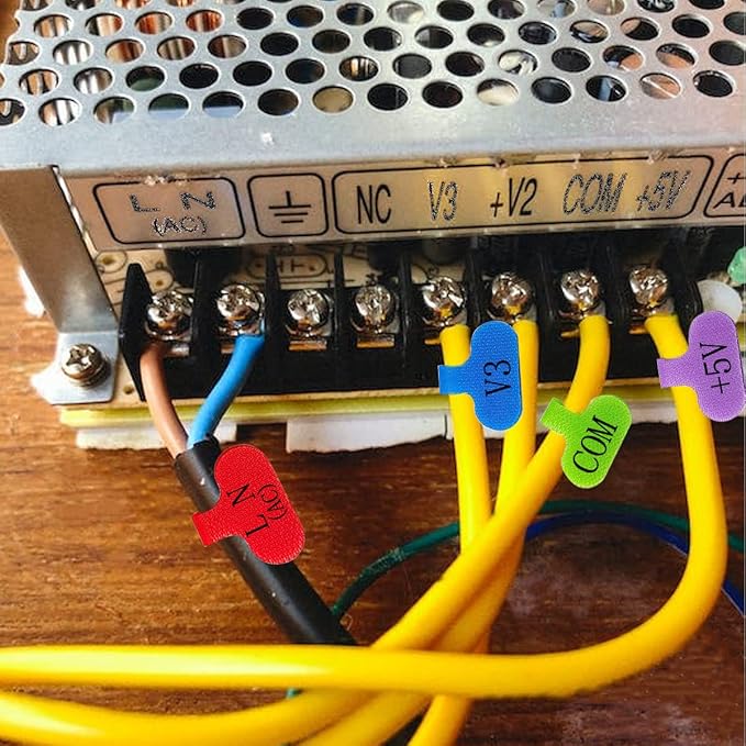 30 PCS Cable Labels, Oval Multi-Color Electronic Cable Identification Tags Write On Cord Labels, for Management and Ldentification