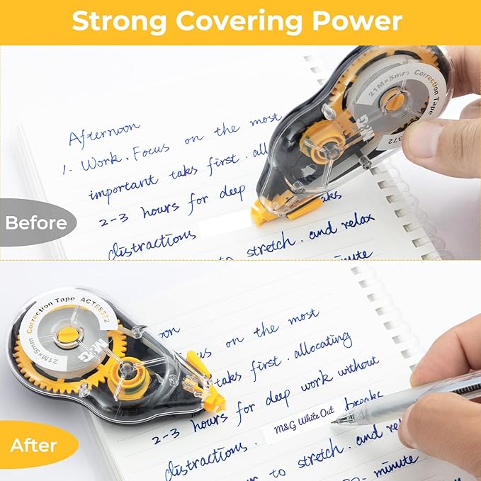 M&G 12 pack 68.9 Feet correction tape,826.8FT/ 252M in total, Correction tape bulk for Office, Note Taking, Journal,Easy to Use Applicator for Instant Corrections