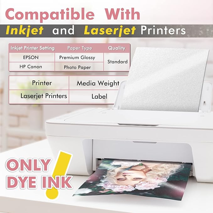 Koala Pearl Glossy Photo Paper 8.5X11 Inches 48LB 30 Sheets Shiny for Inkjet and Laser Printer Use DYE INK 180GSM