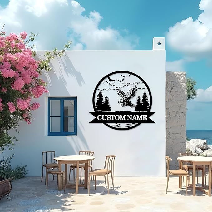 Custom Eagle Metal Signs | Custom Signs Outdoor Metal | Metal Wall Art | Home Decor | Personalized Camping Signs | Custom Name Sign | Eagle Hunter Gifts | Cabin Gun Decor | Housewarming Gifts