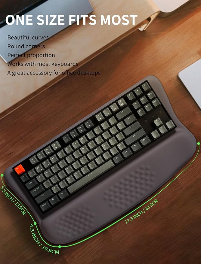 KUOSGM Ergonomic Wave Wrist Rest with Keyboard Stand, Cushioned Palm Rest, Comfortable Integrated Memory Foam for Natural Typing and Relieve Wrist Pain, Starry Sky Grey