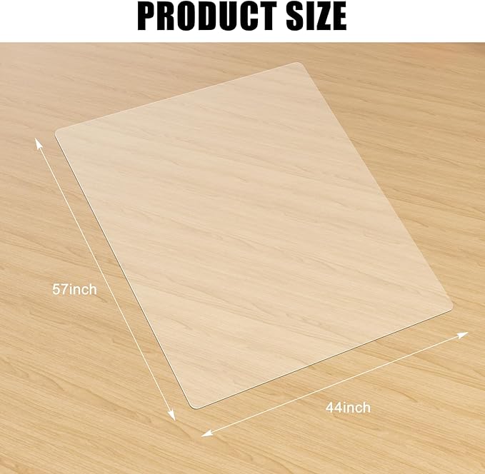 Kuyal Clear Chair Mat, Hard Floor Use, 57" x 44" Transparent Office Home Floor Protector mat Chairmats (57" x 44" Rectangle)