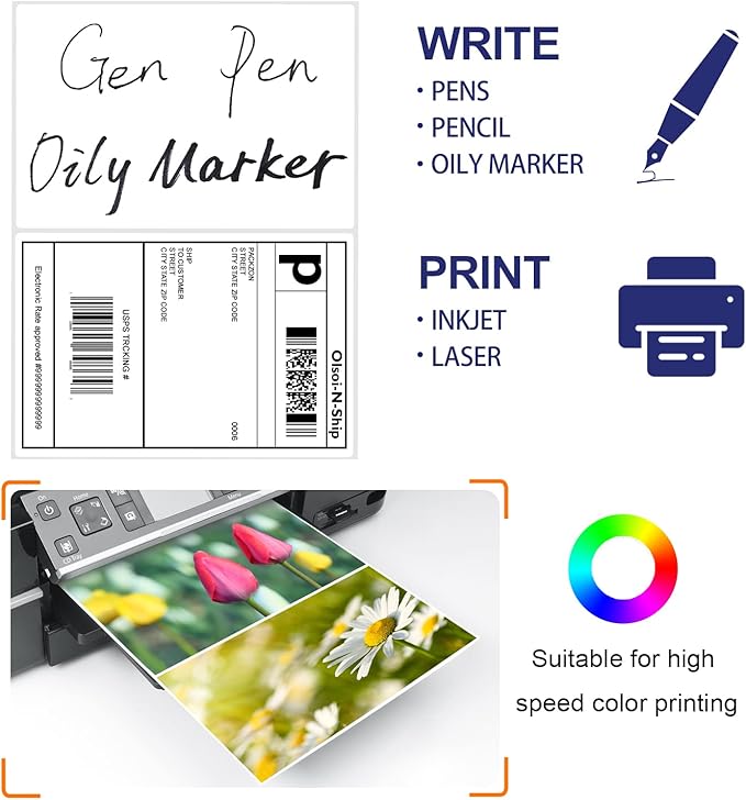 8-1/2"×5-1/2" Shipping Labels 100 Labels Sticker Paper for Laser/Ink Jet Printer mailing Labels 8.5"×11" White 2 per Sheet