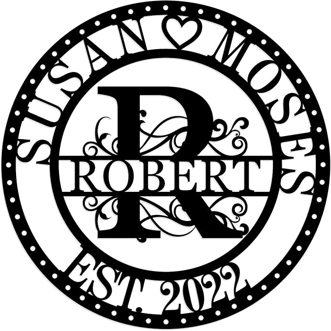 Personalized Metal Sign Monogram Wall Decor Last Name Sign Personalized Signs for Home Decor Custom Metal Signs Metal Wall Art Established Sign Family Name Sign Anniversary Wedding Gift for Couple