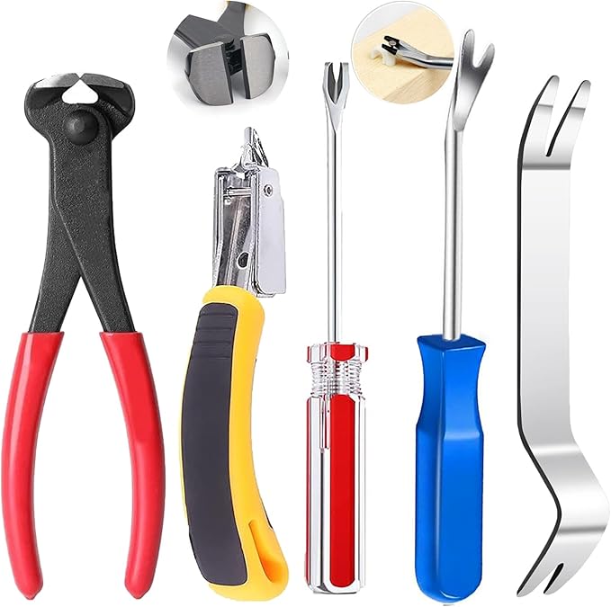 5pcs Upholstery Staple Remover Tool with Nail Puller Pliers Tack Puller Staple Puller, Nail Remover Tool for Furniture Floor Carpet Wall Wooden Case Photo Frame