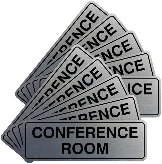 Standard Conference Room Sign - Silver - Medium 10 Pack