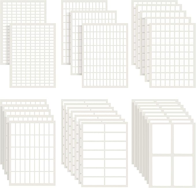 1723 Pieces Matte Labels Sticker Removable Rectangular Labels Writable Blank Adhesive Labels for Labeling and Organizing Small Items 6 Sizes Combination (White)