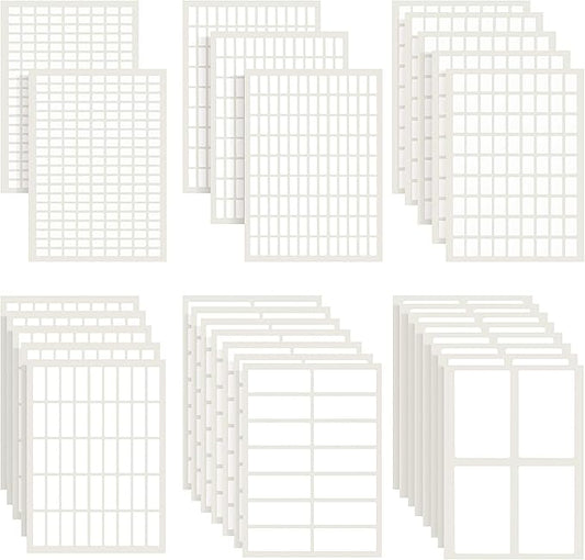 1723 Pieces Matte Labels Sticker Removable Rectangular Labels Writable Blank Adhesive Labels for Labeling and Organizing Small Items 6 Sizes Combination (White)