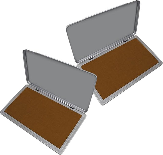 2 Pack Metal Case Stamp Pad Large Size, Brown Color - Size: 3" x 6" - Choose from 15 Ink Colors