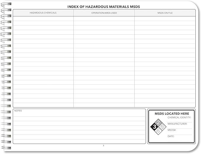BookFactory Hazardous Material Log Book/Haz Mat Materials Tracking Logbook Journal / 11" x 8.5" (Made in USA)
