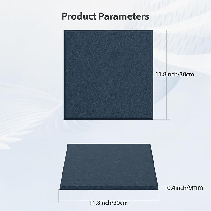 Amantech 12 Pack Acoustic Panels Self Adhesive Sound Proof Foam, High Density Sound Acoustic Panel, 12X12X0.4 Inch Square Panels in Home, Office, Reccording Room, Studio,and more(Dark Blue)