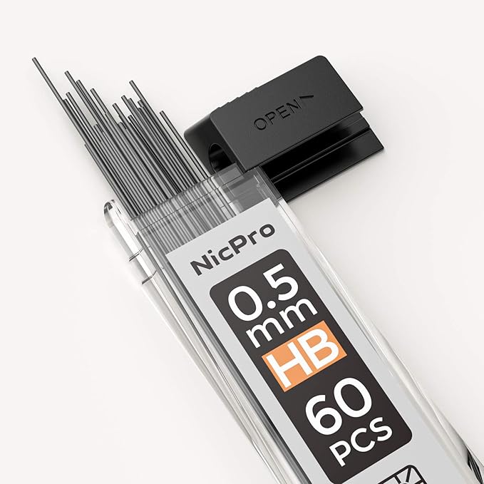 Nicpro 600 PCS Lead Refills 0.5mm HB #2 Break Resistant Mechanical Pencil Refills 0.5 mm, 60 Pack Per Tube, 10 Tubes