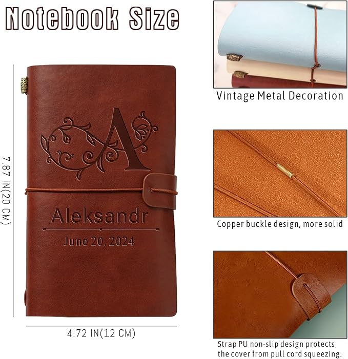 Bliver Personalized Leather Journal Custom Notebook Customized Engraved Journal Gift for Friends, Coworker,Graduation,Teacher