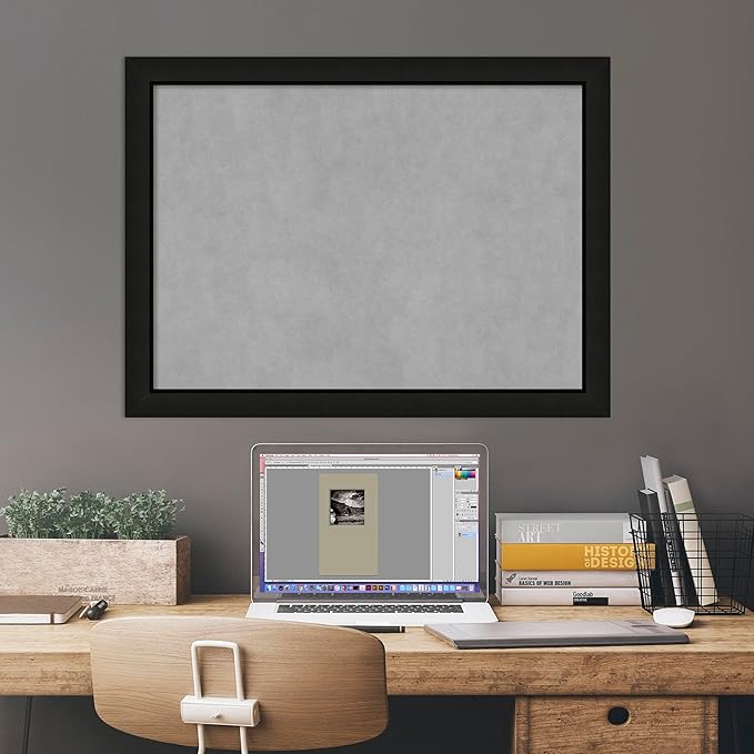 Amanti Art Black Framed Magnetic Board 23x31 Medium Vision Board for use with Magnets, 100% Metal Sheet to Display Items as Office Decor or for Home Organization in mudroom, Kitchen or Kids Room