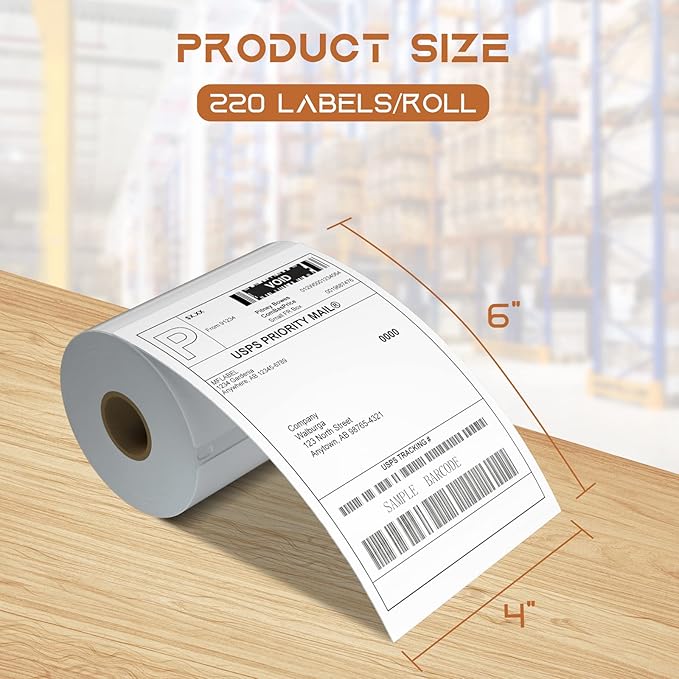 MFLABEL 4x6 Direct Thermal Shipping Labels - 10 Rolls, 220 Labels/Roll, Perforated Postage Paper with Alignment Hole, Compatible with 4XL LabelWriter 1744907 & 1755120, Rollo for USPS, UPS