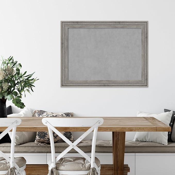 Amanti Art Grey Framed Magnetic Board 25x33 Medium Vision Board for use with Magnets, 100% Metal Sheet to Display Items as Office Decor or for Home Organization in mudroom, Kitchen or Kids Room