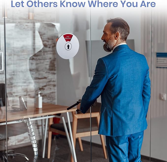 Out of Office Sign for Door - 5 Options Status Private, In a Meeting, Do Not Disturb, Working Remotely, In Out Available and Away