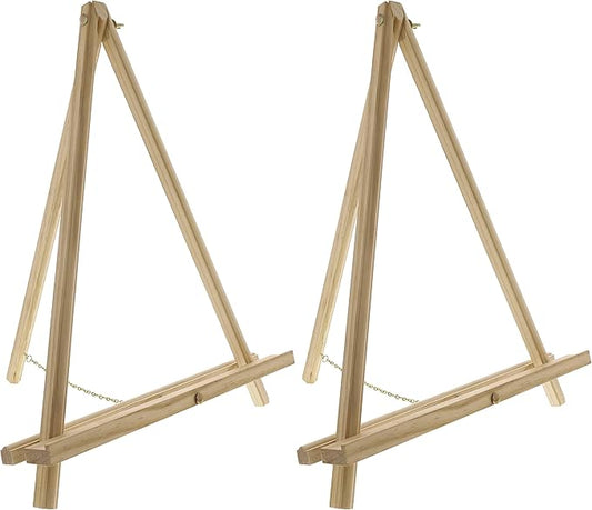 U.S. Art Supply 20" Natural Wood Tabletop Easel (2 Pack) - Adjustable A-Frame Canvas Stand for Painting Party & Signs - Table Top Easel for Painting, Canvas Holder, Crafts, Photos, Pictures