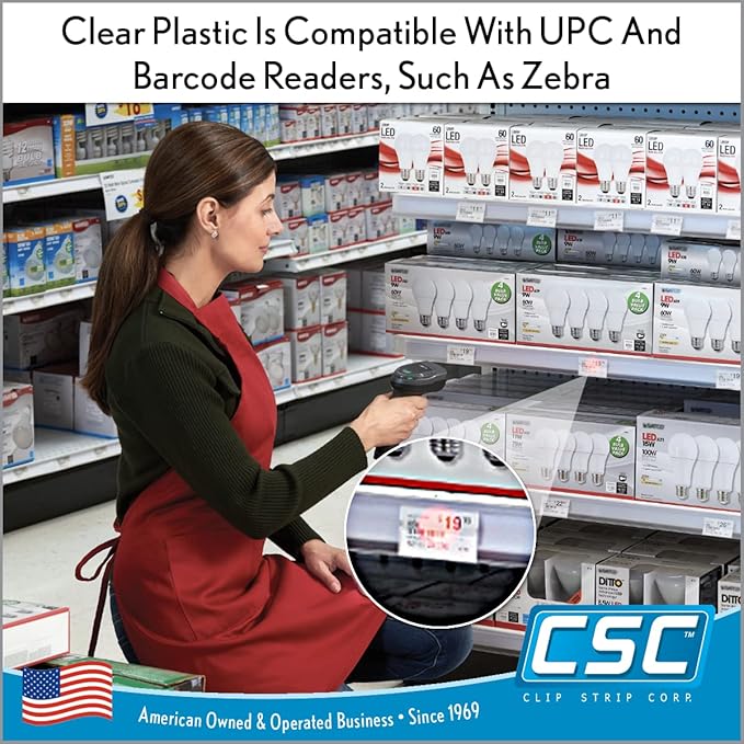 Clip Strip Corp. Price/Data Channel Label Holder Chips, Clear Plastic Tags, 3.5" L x 1.25" H, 7.5 Mil Thick, Gondola Shelf Edge, Reusable, Made for Point of Purchase Shelf Molding (500)
